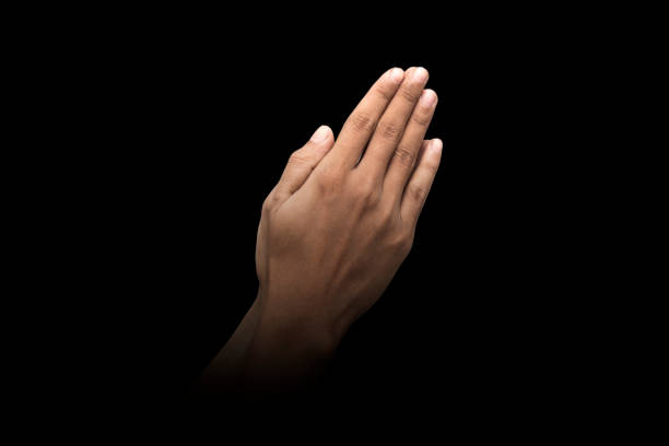 istock Male hand finger sign over dark background 1075345498