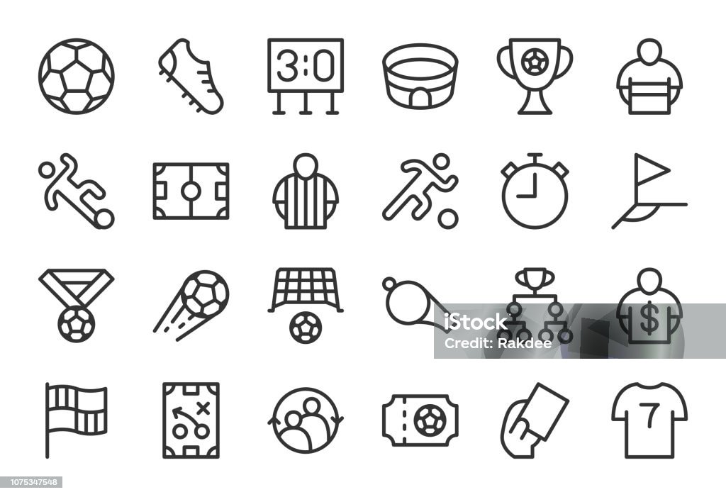 Soccer Football Icons - Light Line Series Soccer Football Icons Light Line Series Vector EPS File. Icon Symbol stock vector