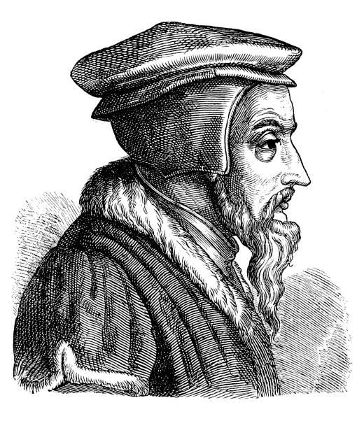 ilustrações, clipart, desenhos animados e ícones de john calvin (1509-1564), teólogo e reformador francês durante a reforma protestante - teólogo