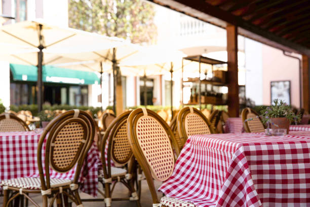 istock Background of outdoor cafe or restaurant. 1075355816