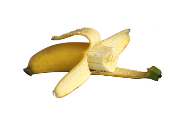 istock Peeled banana isolated on white background 1075362652