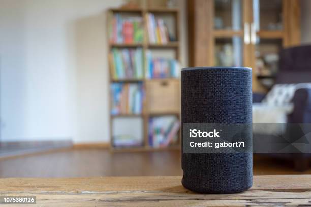 Voice Controlled Smart Speaker Stock Photo - Download Image Now - Home Automation, Smart Speaker, Virtual Assistant