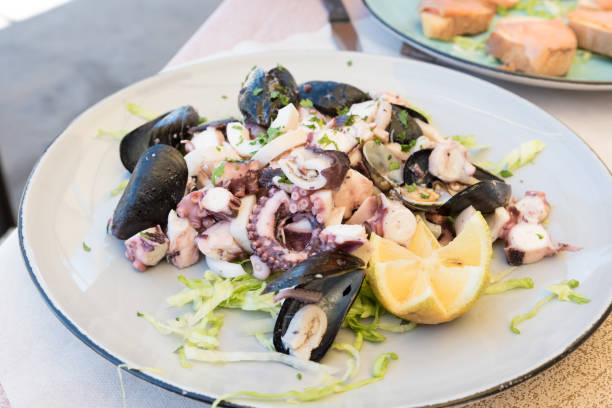 istock Sea salad with lemon 1075394114