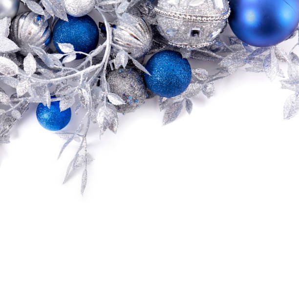 istock Christmas border with blue and silver decorations square 1075403242