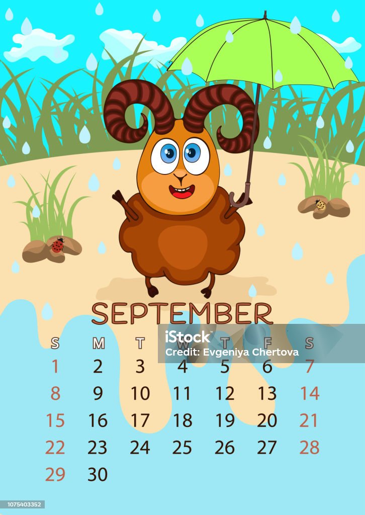 Calendar For 2019 With Cartoon Funny Animals Hand Drawing Vector  Illustration Colorful Bright Design Of A Wallmounted Rocker Calendar With  Painted Cute Animals On The Background Seasonal Nature Stock Illustration -  Download