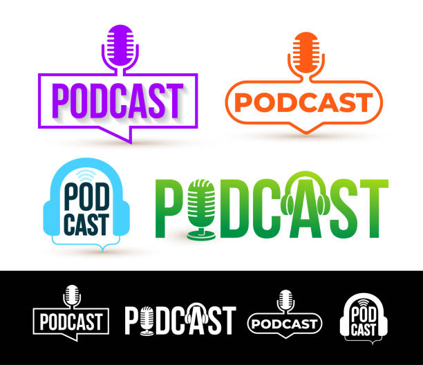 Set of Podcast logo. Badge, icon. Vector illustration. Isolated on white background. Set of Podcast logo. Badge, icon. Vector illustration. Isolated on white background. radio logo stock illustrations