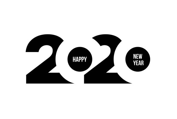 ilustraciones, imágenes clip art, dibujos animados e iconos de stock de feliz año nuevo 2020 texto logos. portada del diario de negocios para el año 2020 con deseos. plantilla de diseño de folleto, tarjeta, banner. ilustración de vector. aislado sobre fondo blanco. - year