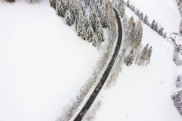 istock aerial view rural snow covered landscape 1075443188