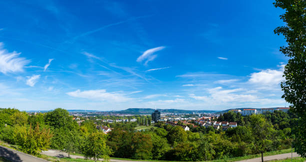 istock Germany, Stuttgart district of Killesberg with many houses between green trees 1075447914