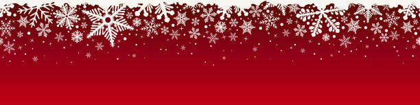 ilustrações de stock, clip art, desenhos animados e ícones de abstract christmas top snowflake seamless border. - christmas snow frame snowflake
