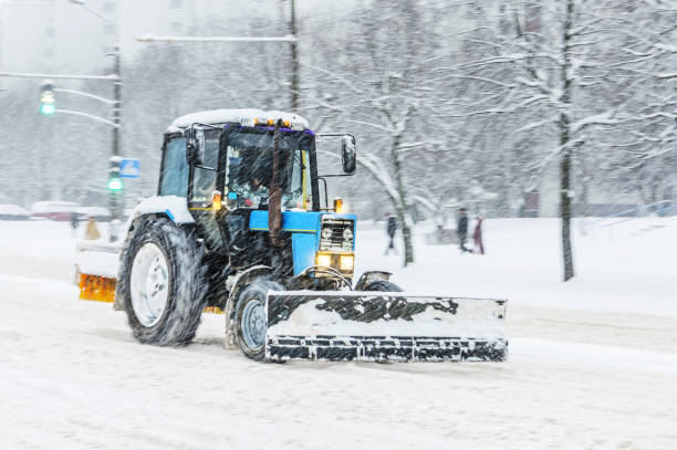istock Snow plow truck at work 1075466898