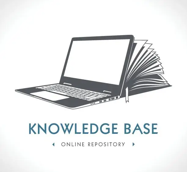 Vector illustration of Logo - e-learning - computer as book online learning conept