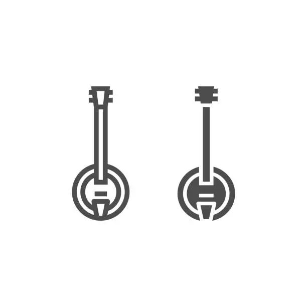 Vector illustration of Banjo line and glyph icon, music and country, instrument sign, vector graphics, a linear pattern on a white background.