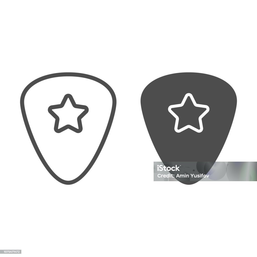 Guitar pick line and glyph icon, musical and plectrum, mediator sign, vector graphics, a linear pattern on a white background. Guitar pick line and glyph icon, musical and plectrum, mediator sign, vector graphics, a linear pattern on a white background, eps 10. Abstract stock vector
