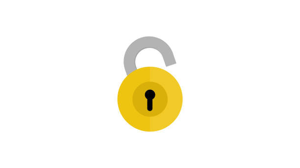 ilustraciones, imágenes clip art, dibujos animados e iconos de stock de icono de candado redondeado del cojín - unlocked padlock