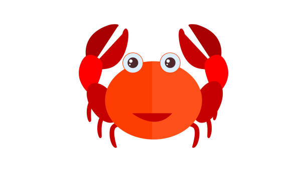 빨간 게 평면 아이콘 - computer icon symbol sea life prepared crab stock illustrations