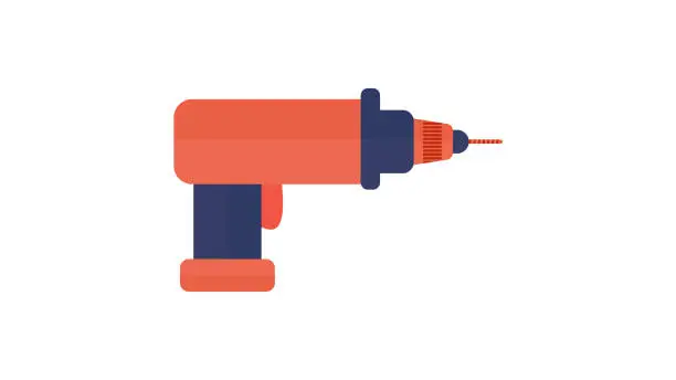 Vector illustration of Hand Drill Machine flat icon