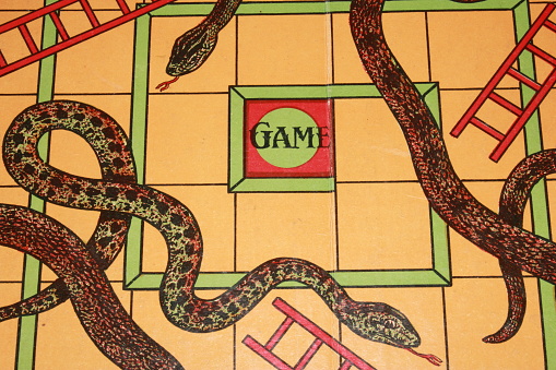 Vintage Antique Snakes and Ladders Board Game