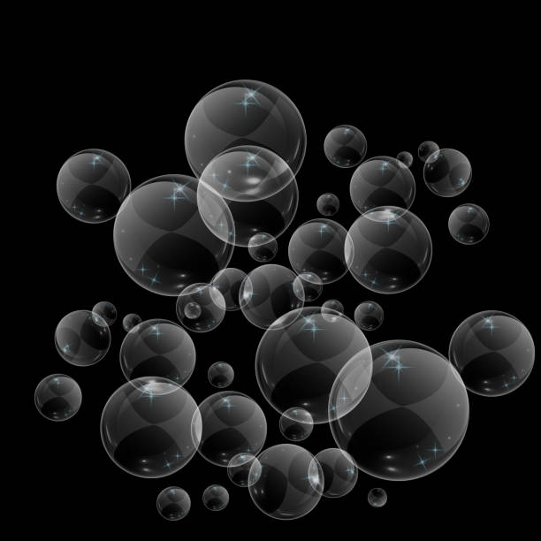 istock Bubbles underwater texture isolated on black background. Fizzy sparkles in water, sea, ocean. Undersea illustration. 1075482210