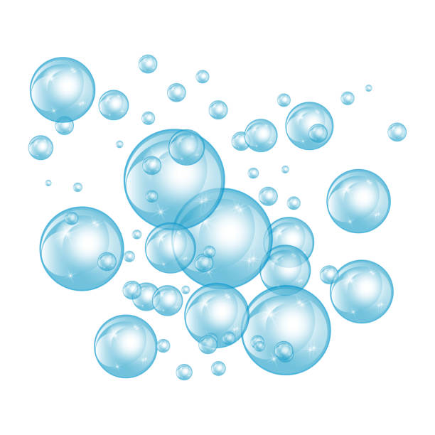 istock Bubbles underwater texture isolated on white background. Fizzy sparkles in water, sea, ocean. 1075482256