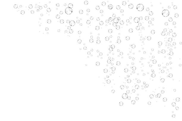 istock Bubbles underwater texture isolated on white background. Fizzy sparkles in water, sea, ocean. Undersea illustration. 1075482328