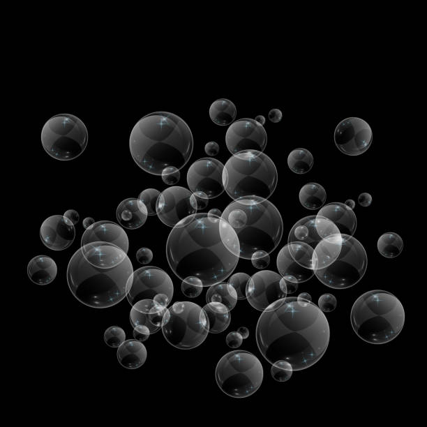 istock Bubbles underwater texture isolated on black background. Fizzy sparkles in water, sea, ocean. Undersea illustration. 1075482364