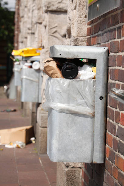 istock Public wastebaskets filled with metal waste, Germany, Europe 1075490566