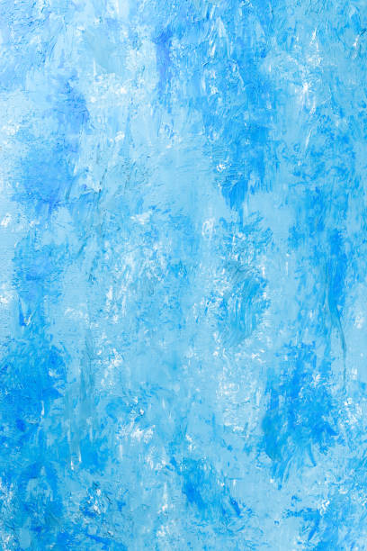 istock Abstract oil paint texture on canvas blue background 1075497482
