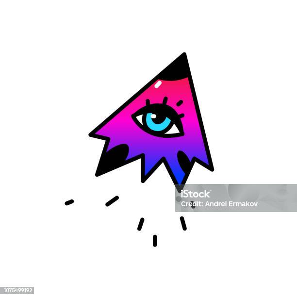 Illustration Of A Flying Eye Vector Cartoon Flat Style Blue Eye Flies In The Sky The Symbol Of The Allseeing Eye Logo Image For Studio Company Stock Illustration - Download Image Now