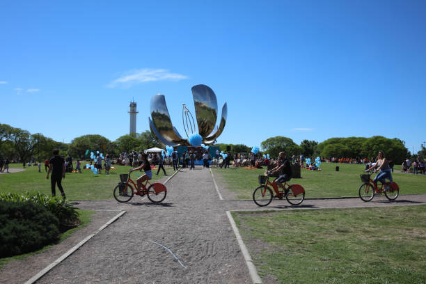 United Nations Park in Buenos Aires. In the Background the Floralis Generica. Argentina stock photo