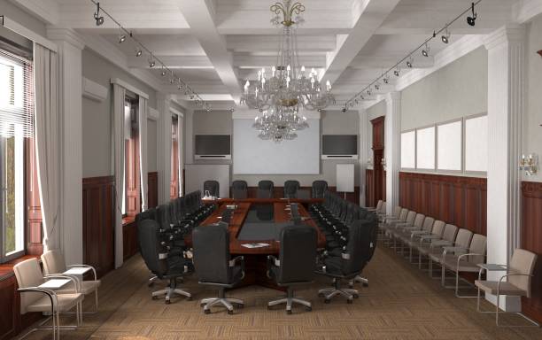 istock conference room, meeting room, interior visualization, 3D illustration 1075502854
