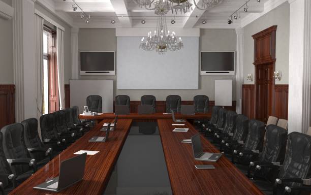 istock conference room, meeting room, interior visualization, 3D illustration 1075503316