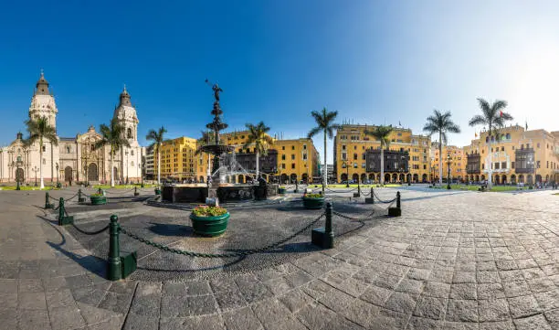 Photo of Panoramic view of Lima main square and cathedral church.