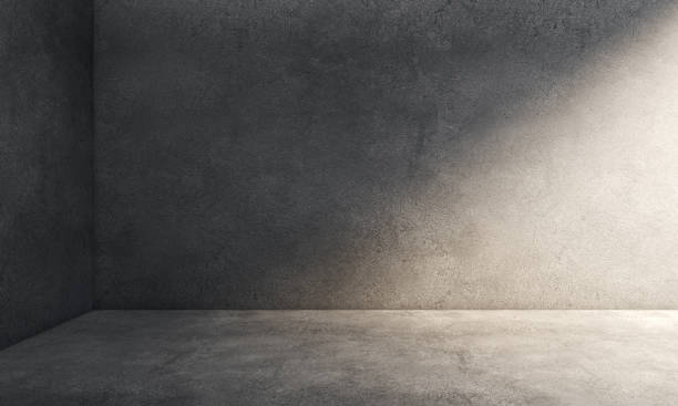 istock Interior room with grungy concrete cement wall 1075521568