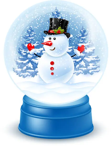 Vector illustration of Snowglobe with snowman