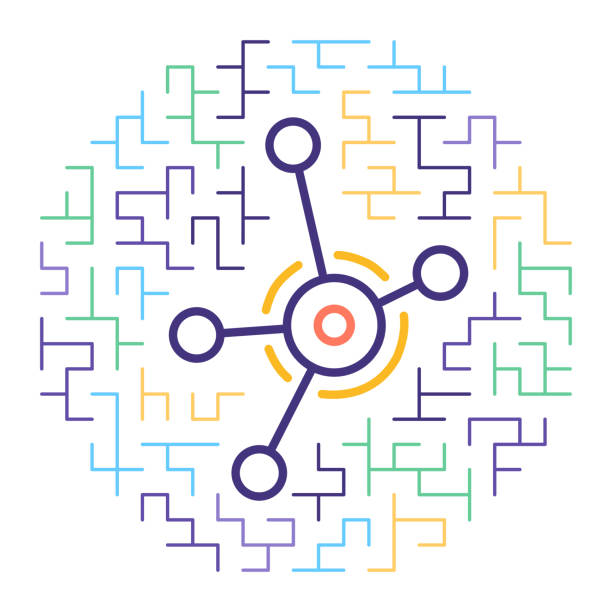 künstliche neuronale netze linie icon illustration - solution maze business innovation stock-grafiken, -clipart, -cartoons und -symbole
