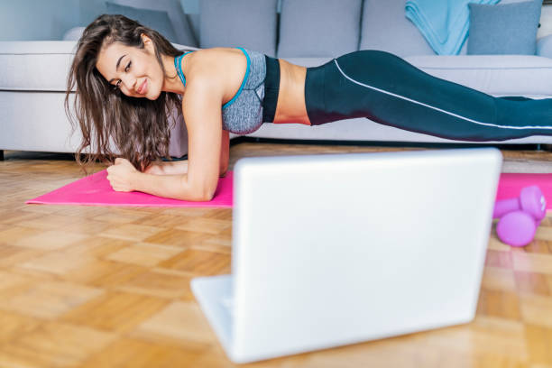 istock Pretty lady burning calories, practice Pilates 1075524974