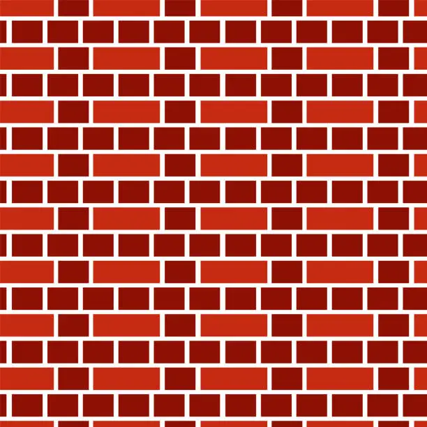 Vector illustration of Red brick wall background. Seamless vector pattern. Brickwork & masonry texture. Vintage  bond