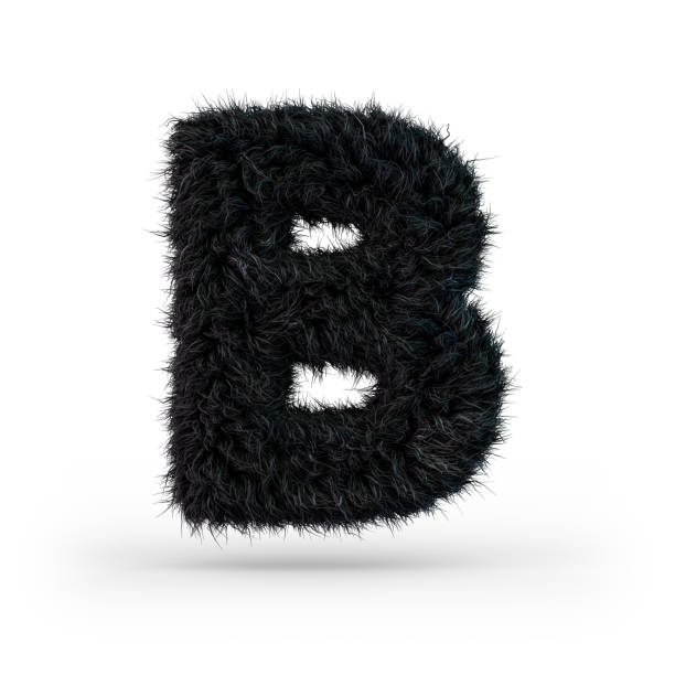 istock Uppercase fluffy and furry black font. Letter B. 3D 1075536736