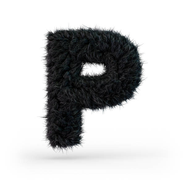 istock Uppercase fluffy and furry black font. Letter P. 3D 1075536768