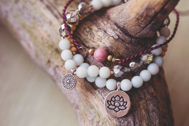 istock Three natural mineral stone beads bracelet 1075537846