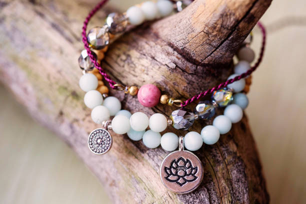 istock Three natural mineral stone beads bracelet 1075538284