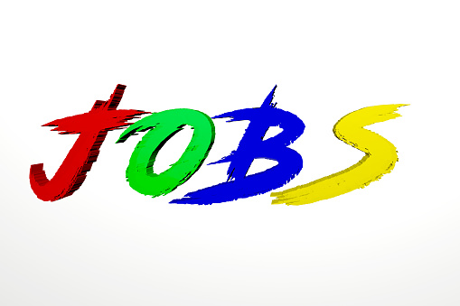 jobs 3d illustration text with colorful red green blue and yellow