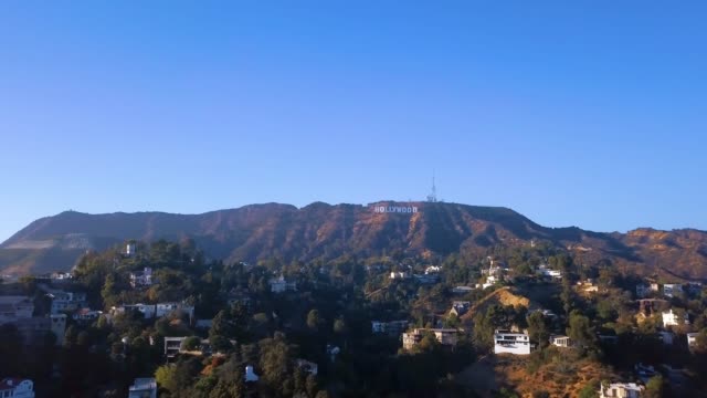 HOLLYWOOD, CALIFORNIA - SEPTEMBER 24, 2018: Aerial view of the world-famous landmark