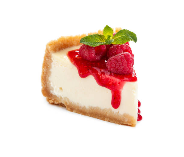 istock Piece of cheesecake with raspberries and mint 1075539958