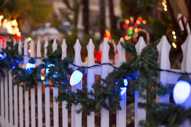 istock Southern CA Christmas Lights, White Picket Fence,Dusk 1075541038