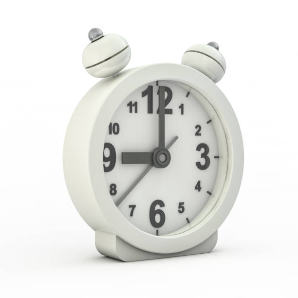 istock Alarm white clock isolated on white background. 3D 1075543670