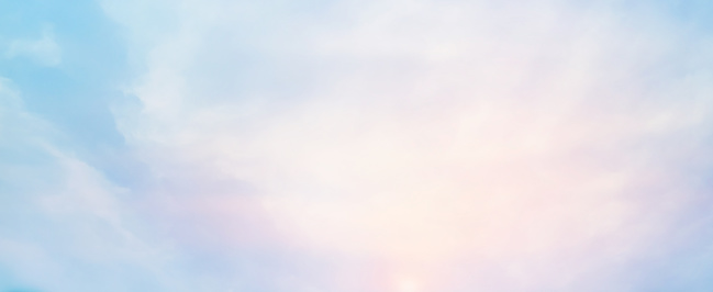 abstract blur beauty sunrise skyline scene with pastel color in panoramic background design as banner, ads and presentation concept