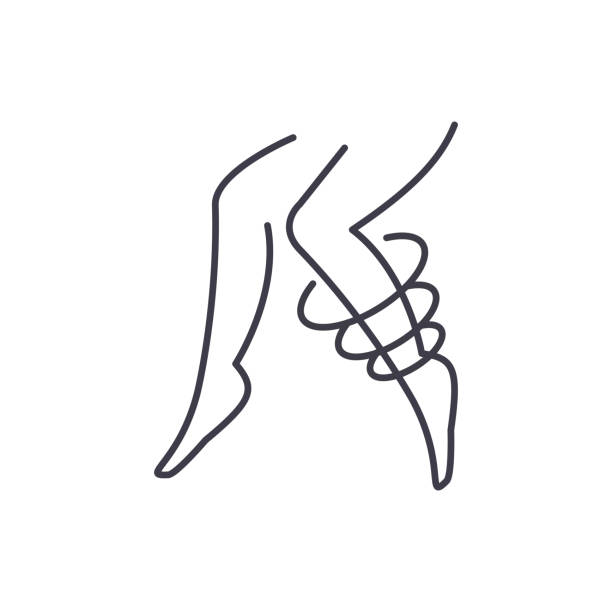 stockillustraties, clipart, cartoons en iconen met spataderen lijn pictogram concept. spataderen vector lineaire afbeelding, symbool, teken - woman legs veins