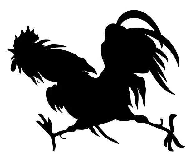 Vector illustration of Silhouette of a running cock